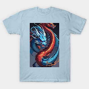 Red and blue Chinese dragons T-Shirt